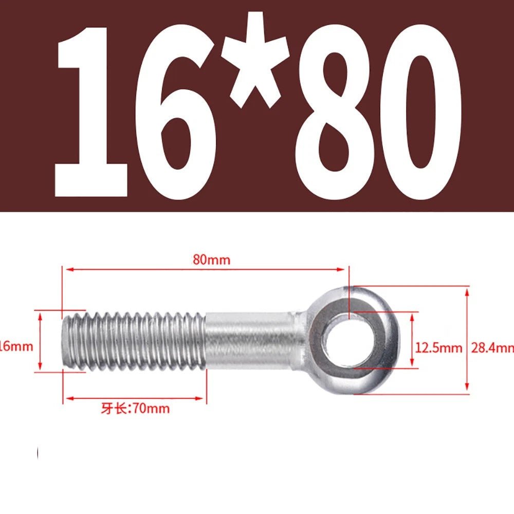 M5 - M24 A2 304 Stainless Steel Partially Threaded Forged Eye Bolts with Rings for Wire Rope & Hanging - HomeDIYer
