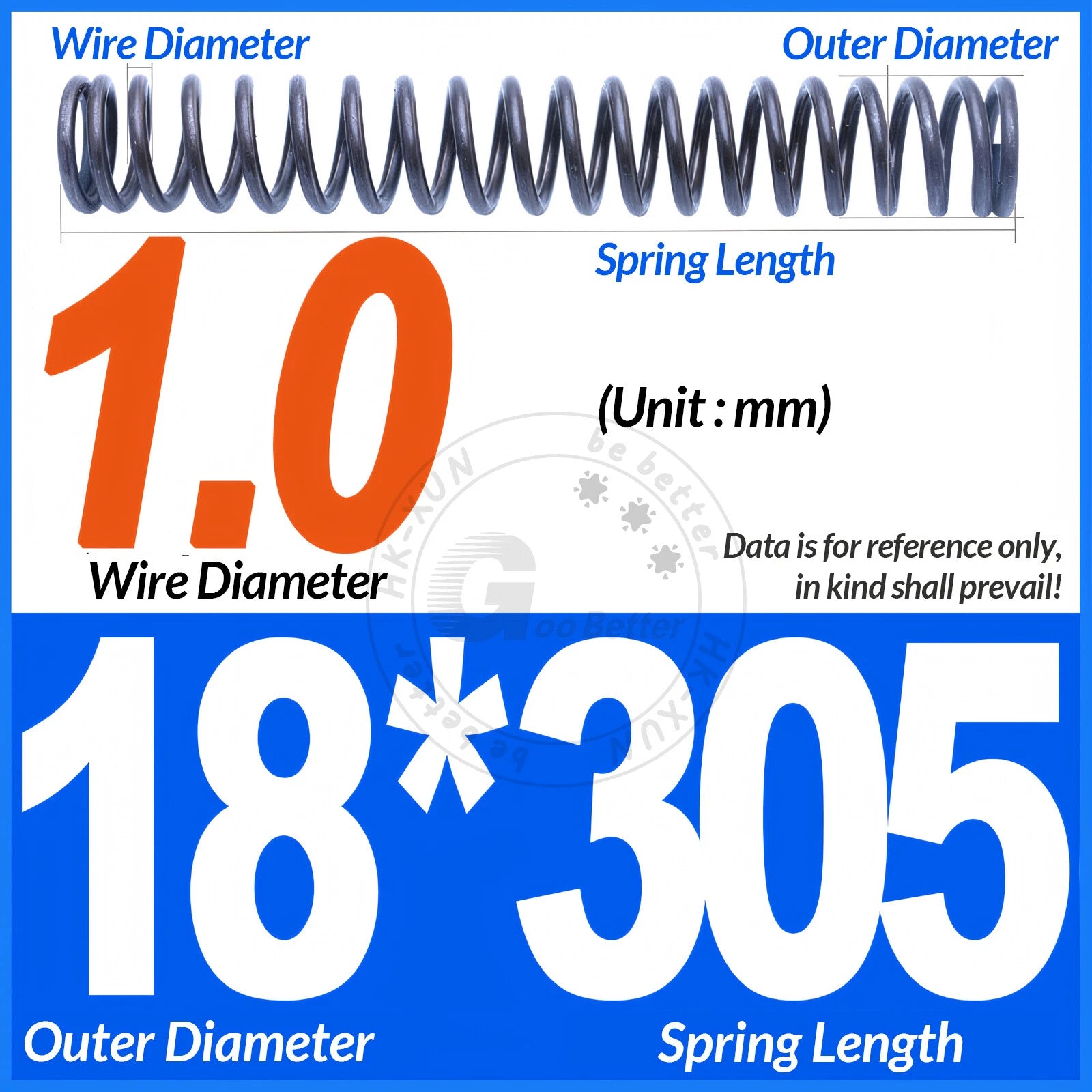 Length 305mm Compression Spring Pressure Springs OD 3-60mm Wire Dia 0.3mm-6.0mm