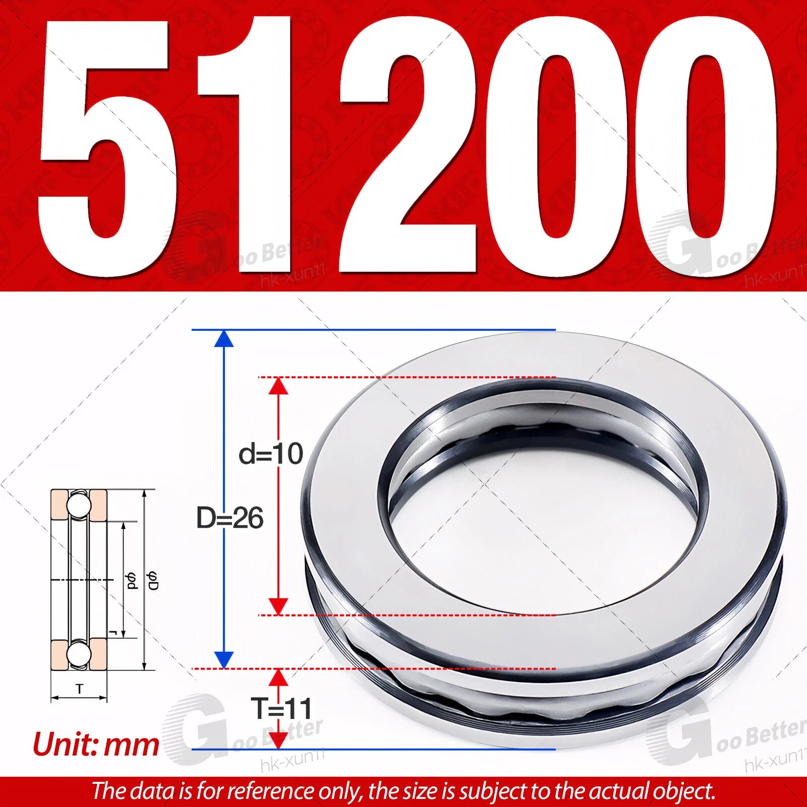 Plane Axial Ball Bearing Thrust Bearings F2-6M - F13-22M- 51100 - 51413 Series