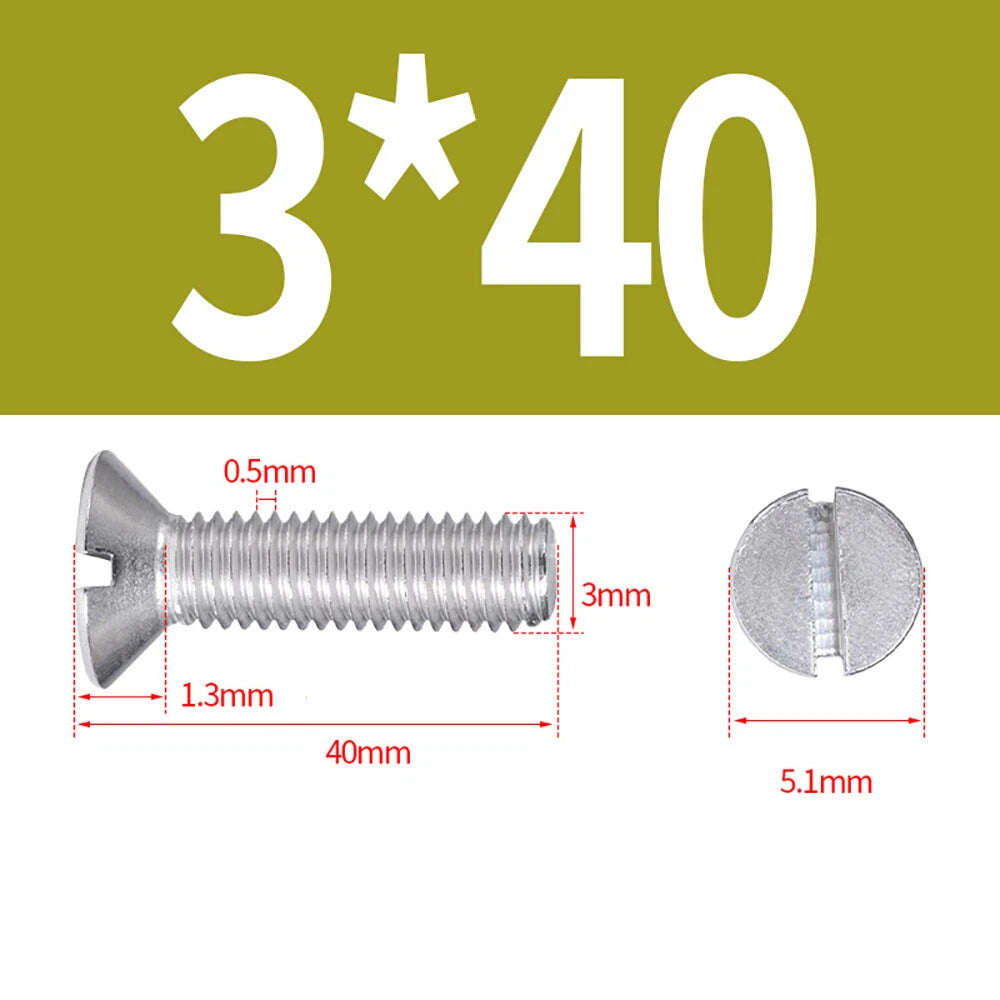 M1.6–M8 A2 Stainless Steel Flat Head Slotted Machine Screws | Countersunk Bolts