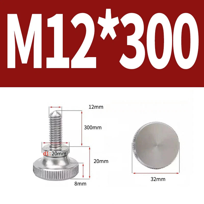 Knurled Thumb Screws Flat Round Head Grip Knob Adjustment Stainless Steel M8 M10