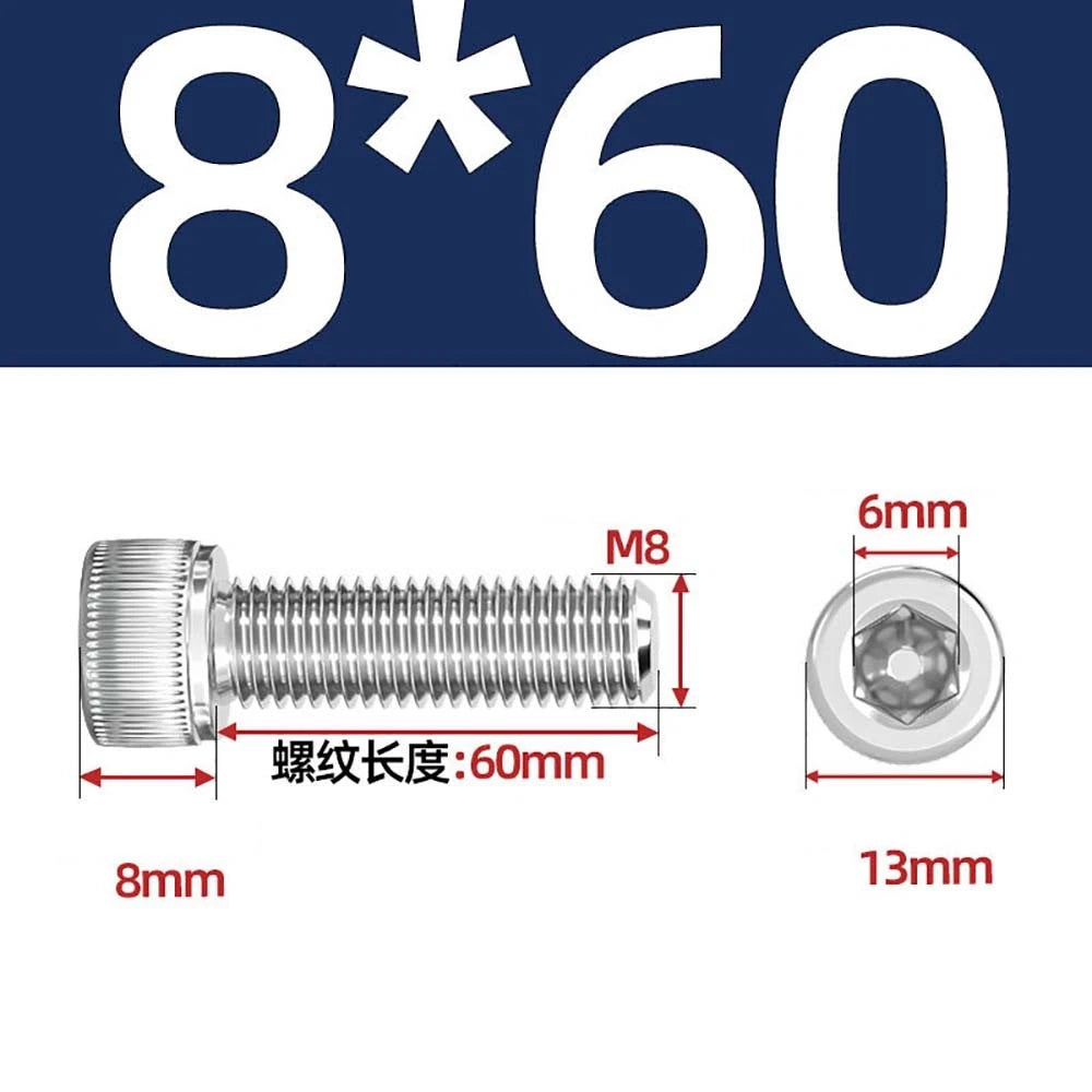 Socket Head Cap Screws – A2 Stainless Steel, M6 to M24, Hex Drive (DIN 912)