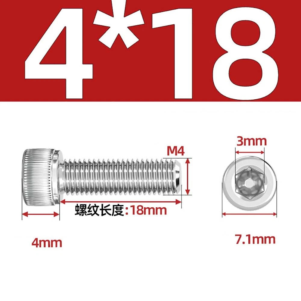 M3 M4 M5 Socket Head Cap Screws – A2 Stainless Steel, High Strength & Corrosion Resistant