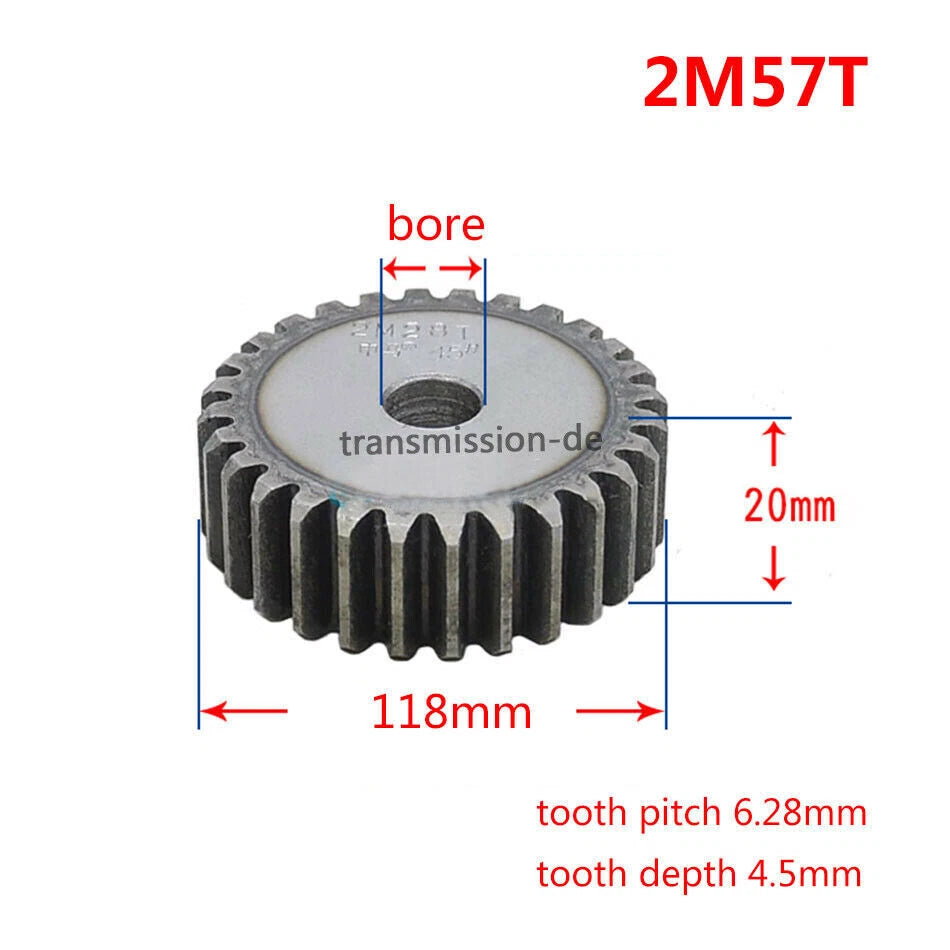 2 Mod 45# Steel Spur Gears Pinion Gear Thickness 20mm 12 - 95 Teeth For 3D CNC