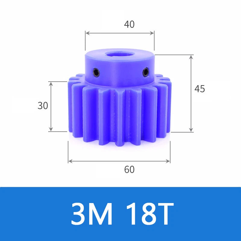 Blue Nylon Spur Gears 1/1.5/2/3Mod Transmission Gear 12-60T With Step Motor Gear
