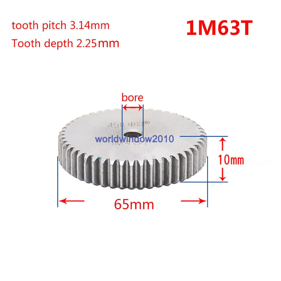 45# Steel Spur Gear 1M12T-1M100T Metal Mod 1 Pinion Gear 12-100 Tooth Moter Gear