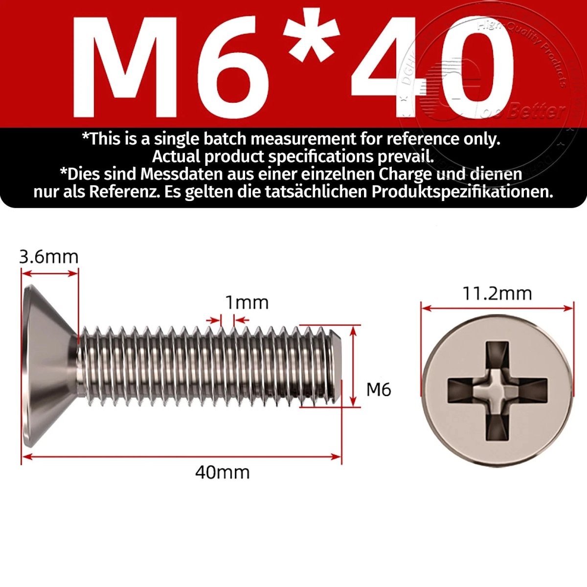 Titanium Phillips Flat Head Machine Screws — GR2 Countersunk, M2 to M8 - HomeDIYer