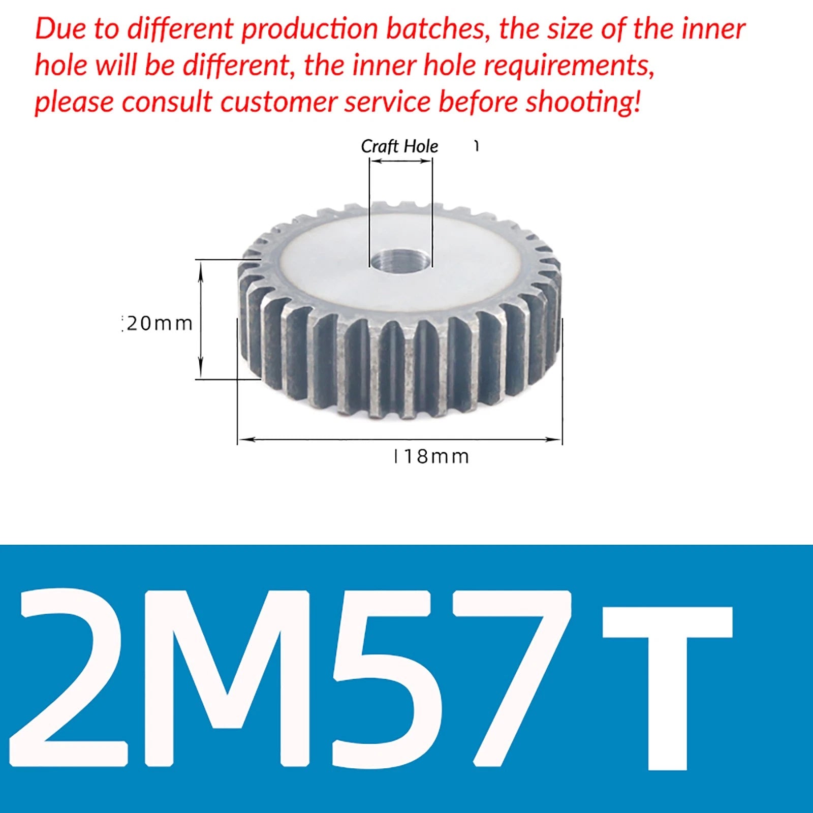 Mod 2 45# Steel Spur Gears Pinion Gear Thickn 20mm 10T - 100T Transmission Gear