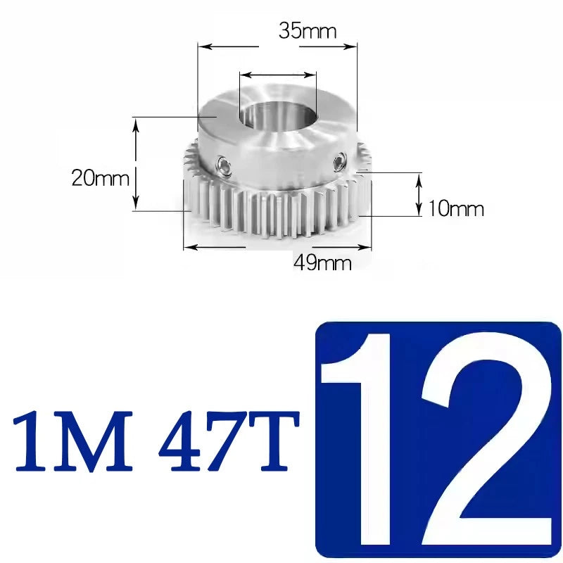 Spur Gears 1M Transmission Gear With Step Stainless Steel Motor Gear 32~50 Teeth