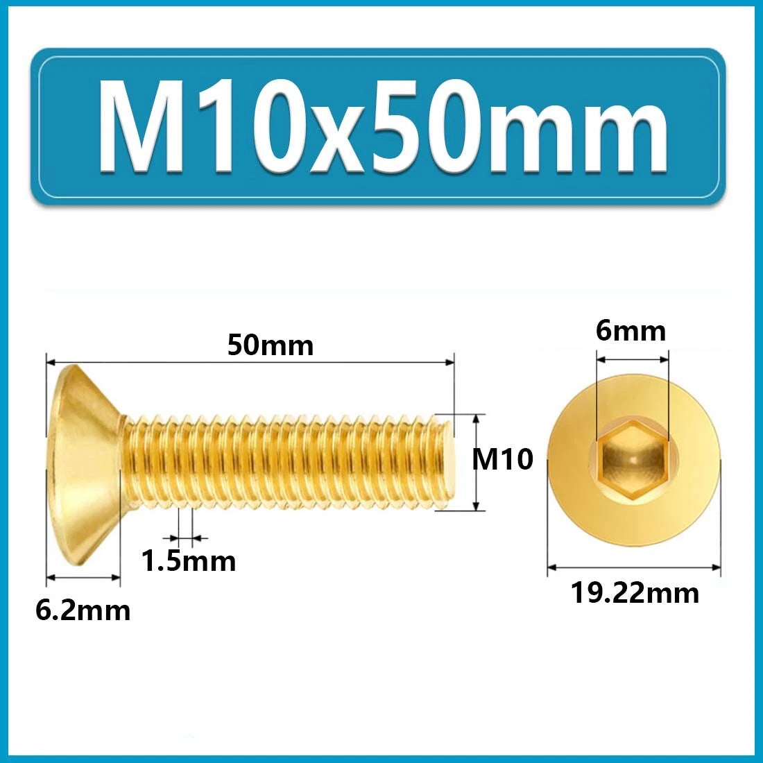 Solid Brass Hex Socket Countersunk Machine Screws – M3 to M12, Allen Drive, Flat Head (8–50mm)