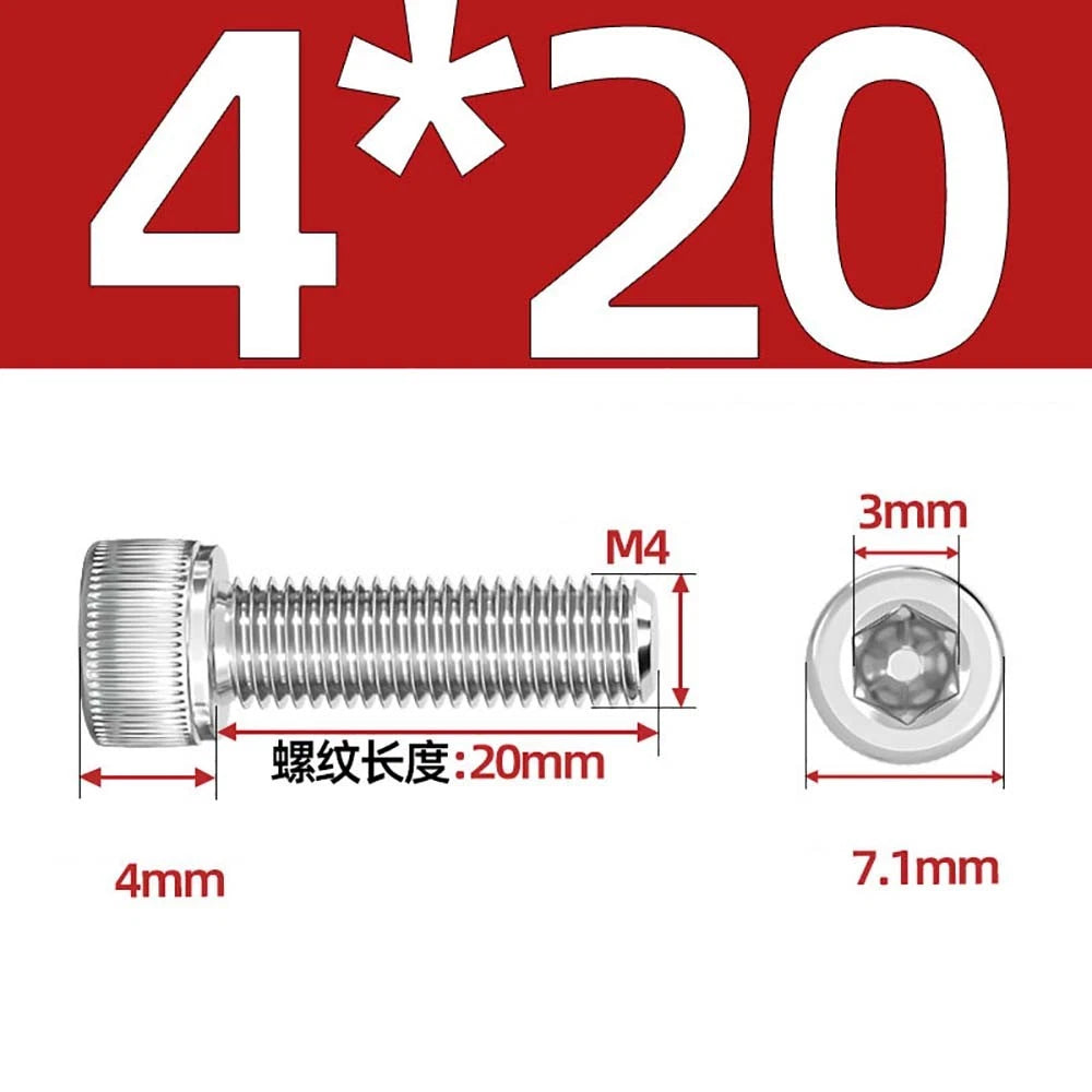 M3 M4 M5 Socket Head Cap Screws – A2 Stainless Steel, High Strength & Corrosion Resistant
