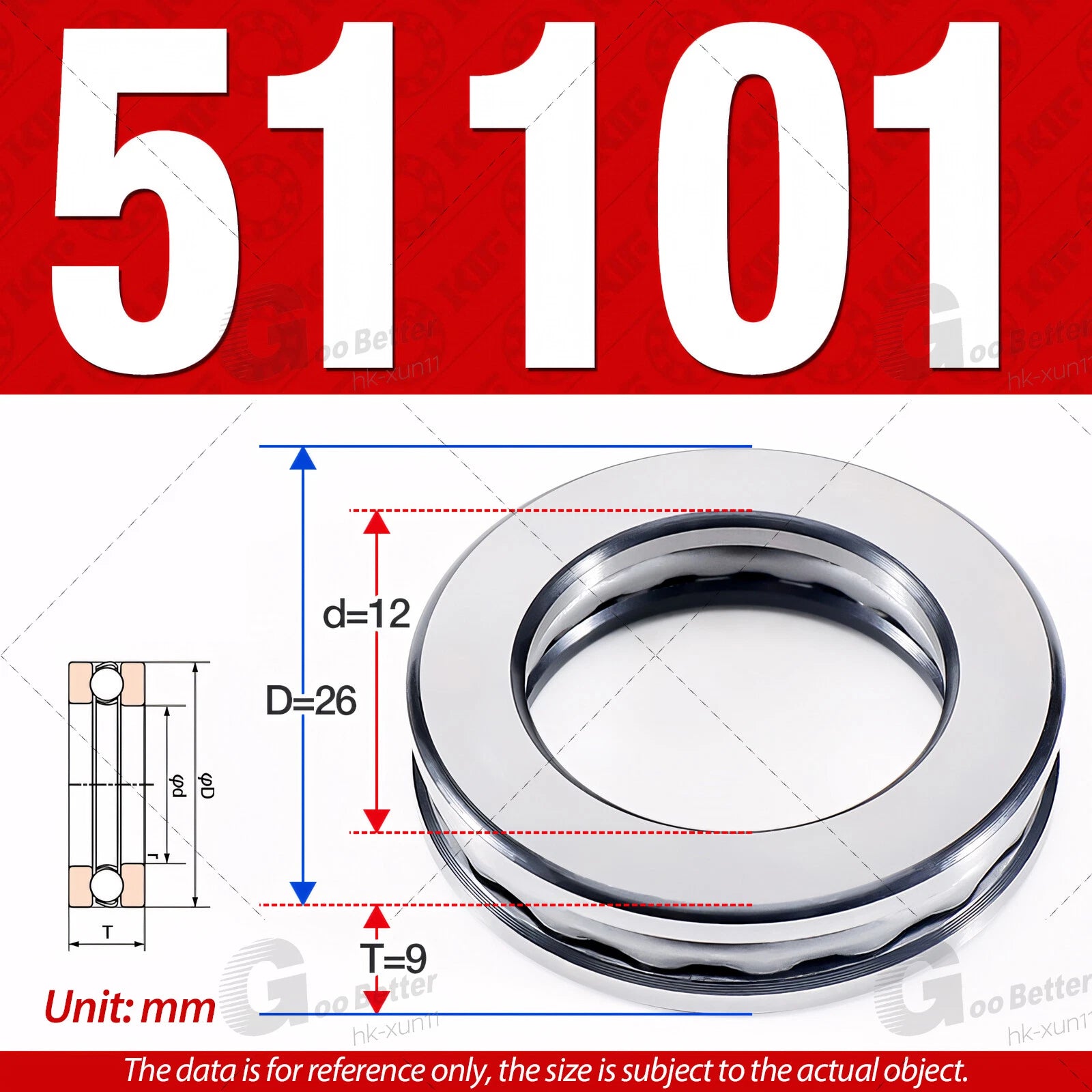Plane Axial Ball Bearing Thrust Bearings F2-6M - F13-22M- 51100 - 51413 Series