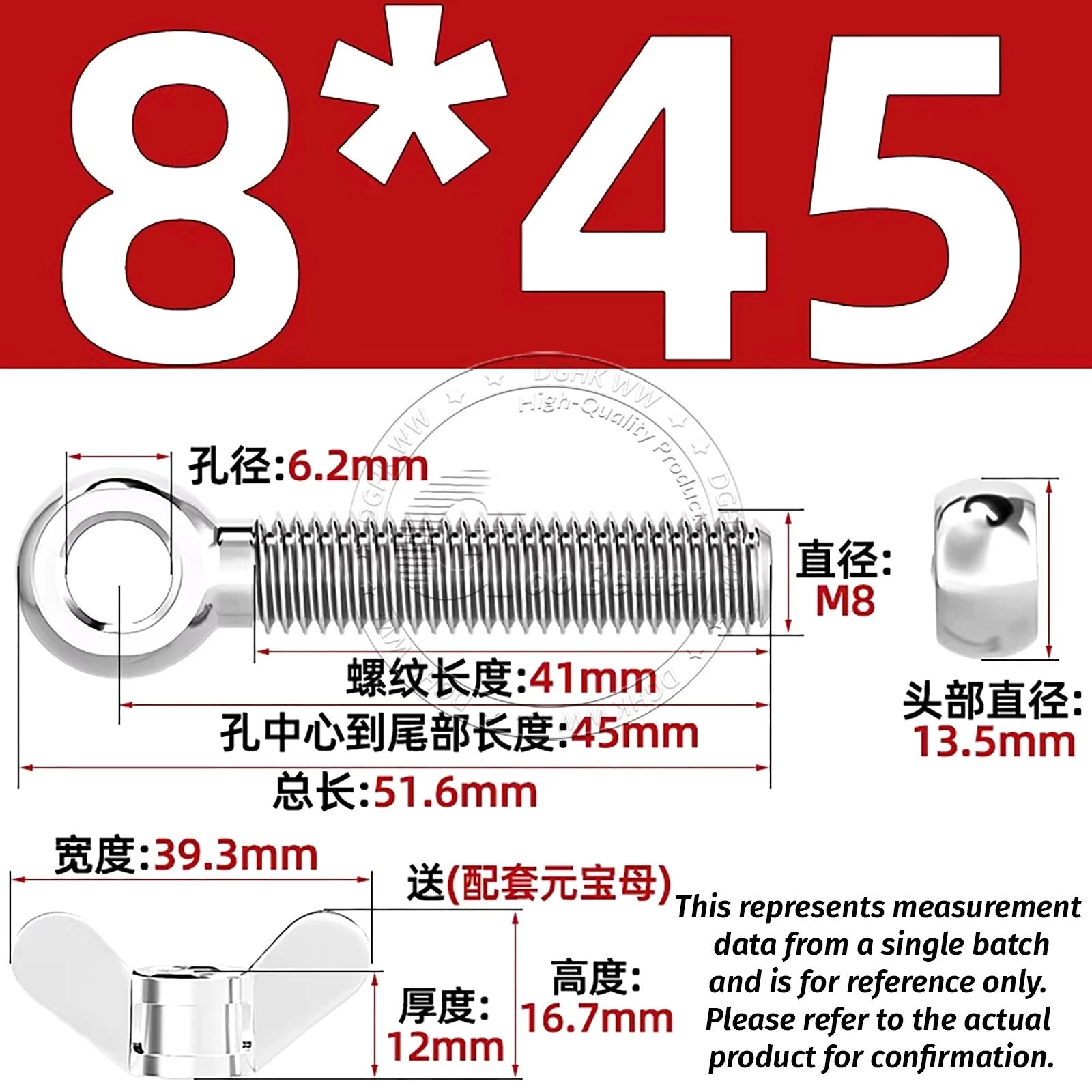Eye Bolts with Nut — Forged Stainless Steel Threaded Ring Hanging Screws