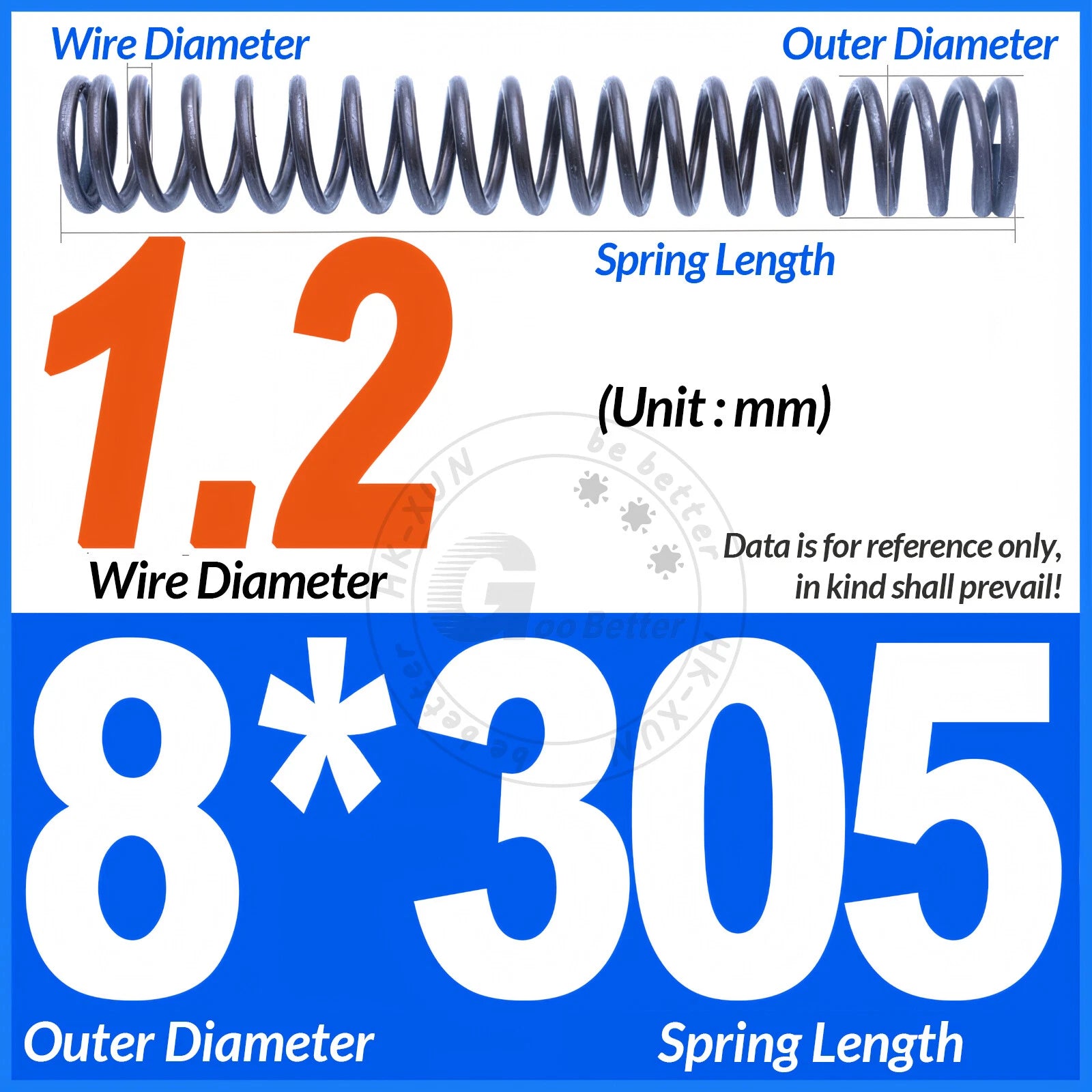 Length 305mm Compression Spring Pressure Springs OD 3-60mm Wire Dia 0.3mm-6.0mm