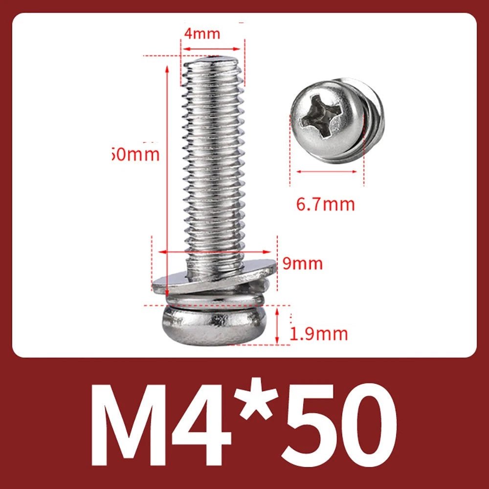 M2–M10 Phillips Button Head Machine Screws — 304 Stainless Steel - HomeDIYer