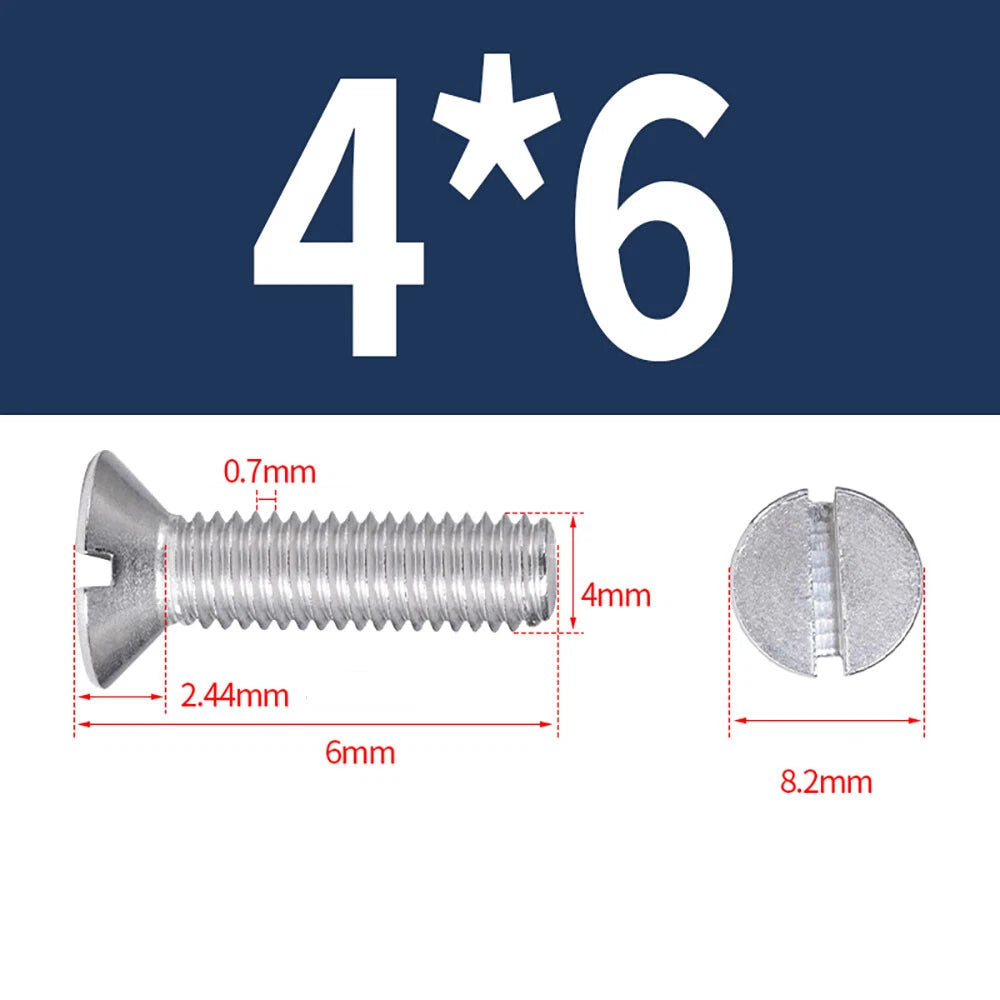 M1.6–M8 A2 Stainless Steel Flat Head Slotted Machine Screws | Countersunk Bolts
