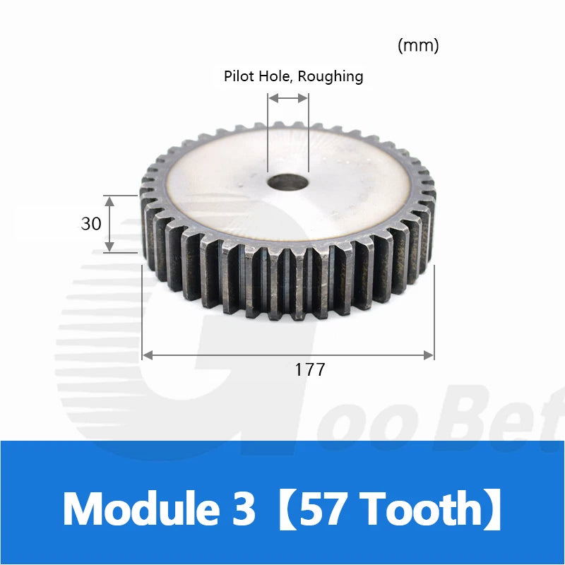 Module 3 Spur Gear C45 Steel 12 - 120 Tooth Hardened Motor Pinion Cogwheel Flat