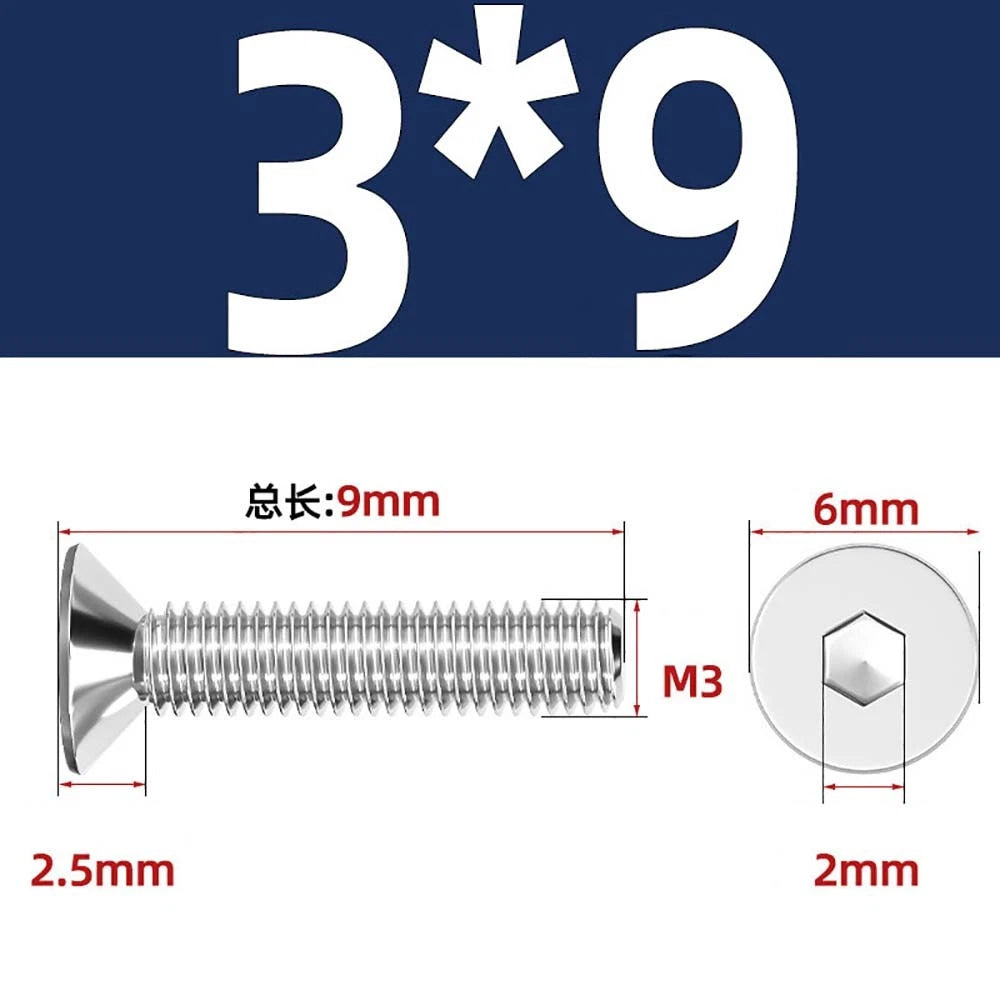 Countersunk Hex Socket Screws – A2 Stainless Steel, M2 to M16, DIN 7991, Fully Threaded