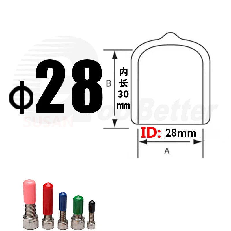 PVC End Caps for Screws, Bolts, Rods & Tubes – Thread Cover Protector, Cable Insulation Caps (1.3mm – 90mm, Black, 15-50mm Lengths)