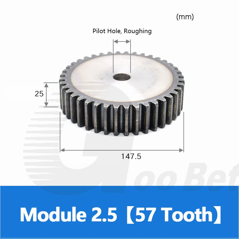 Mod 2.5 Spur Gear C45 Steel 12 to 100 Tooth Motor Pinion Cogwheel Hardened Flat