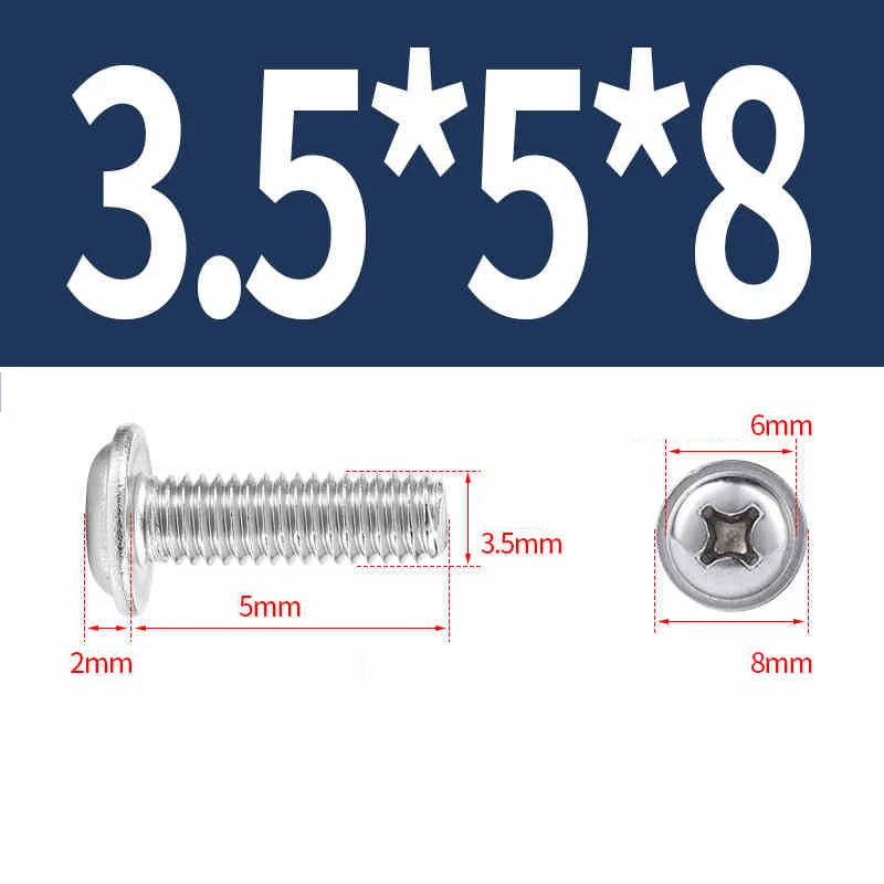 Phillips Flanged Pan Head Machine Screws – 304 / 316 Stainless Steel, Built‑in Washer (3–60mm Lengths)