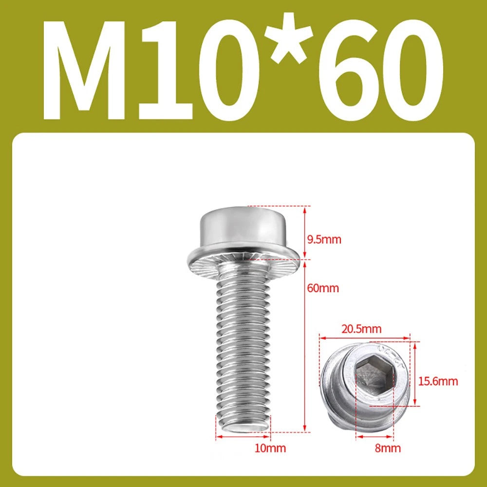 M5–M12 Flange Cap Head Hex Socket Screws – 304 Stainless Steel, Fully Threaded (8–60mm)