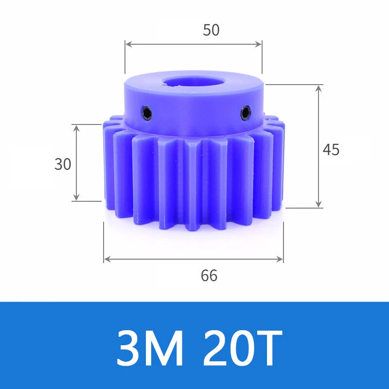 Blue Nylon Spur Gears 1/1.5/2/3Mod Transmission Gear 12-60T With Step Motor Gear