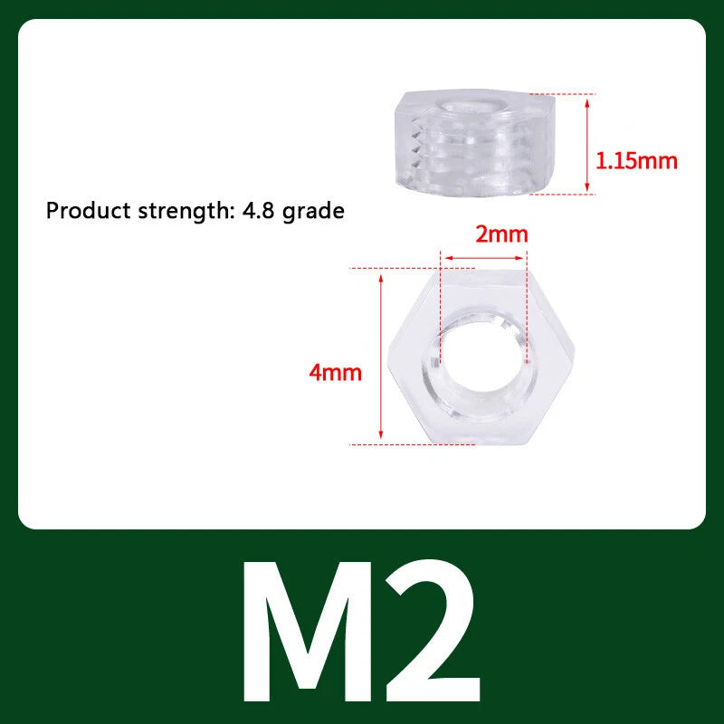 M2-M10 Clear Plastic Phillips Round/Pan Head Machine Screws Cross Screws Hex Nut
