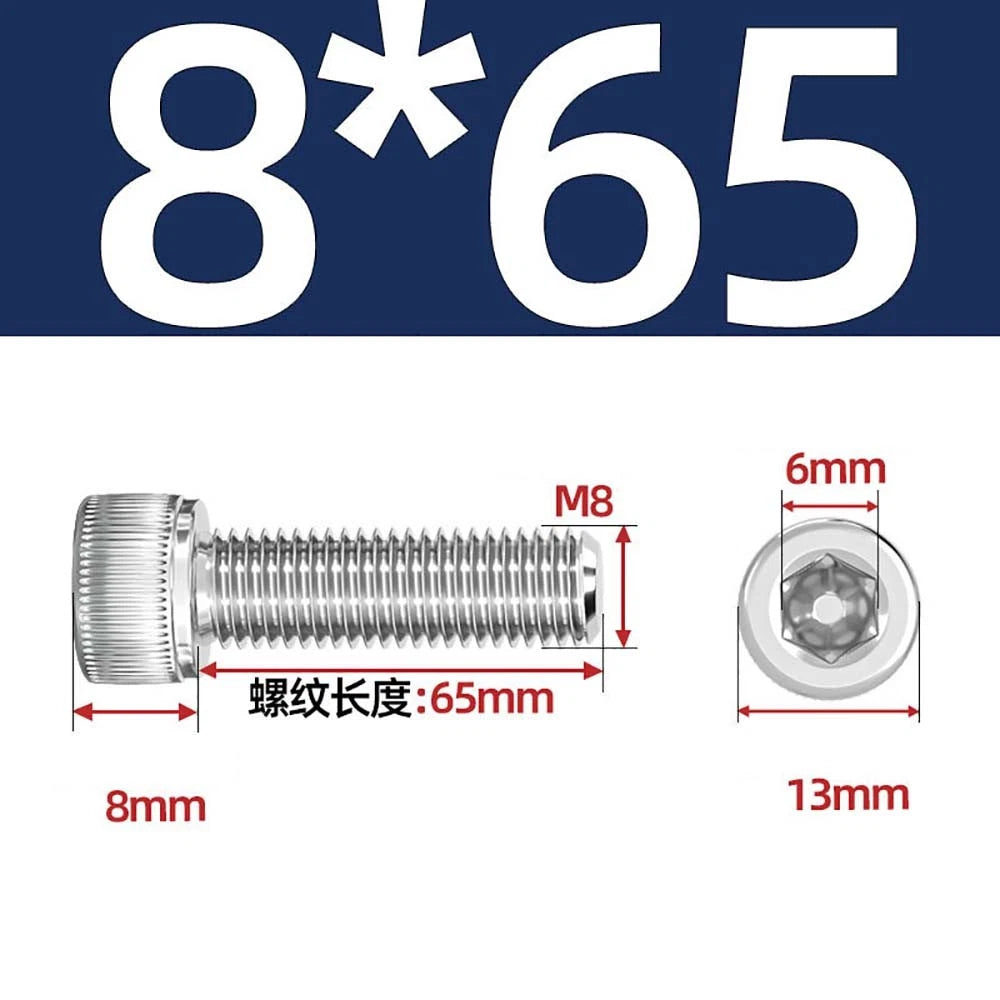 Socket Head Cap Screws – A2 Stainless Steel, M6 to M24, Hex Drive (DIN 912)