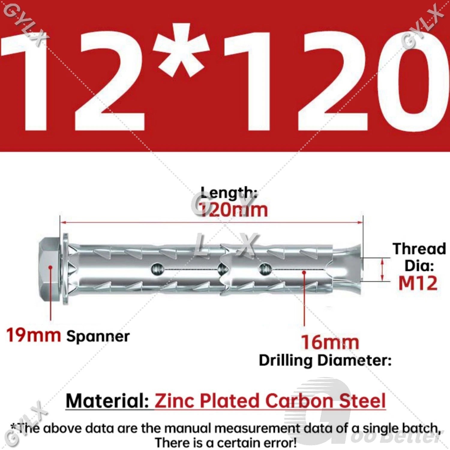 Galvanized Masonry Concrete Expansion Bolts — M6 M8 M10 M12 Wall Anchor Screws