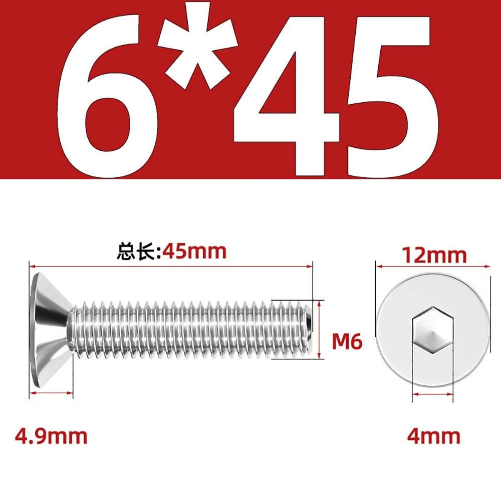 Countersunk Hex Socket Screws – A2 Stainless Steel, M2 to M16, DIN 7991, Fully Threaded