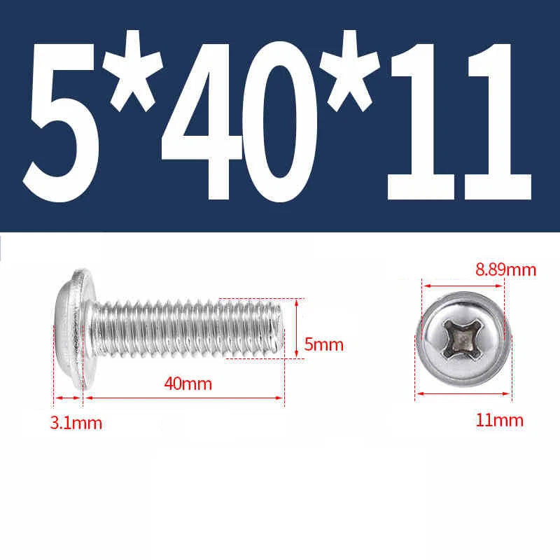 Phillips Flanged Pan Head Machine Screws – 304 / 316 Stainless Steel, Built‑in Washer (3–60mm Lengths)