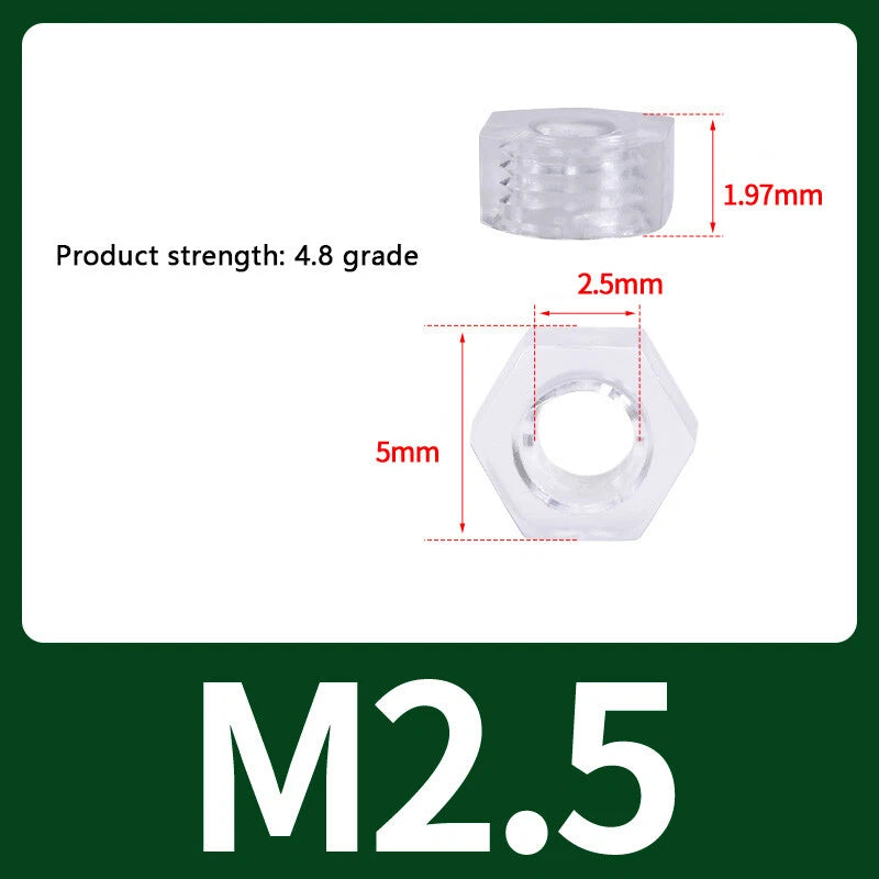 M2-M10 Clear Plastic Phillips Round/Pan Head Machine Screws Cross Screws Hex Nut