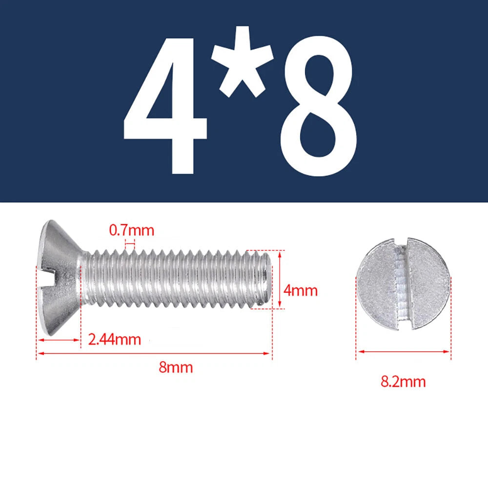 M1.6–M8 A2 Stainless Steel Flat Head Slotted Machine Screws | Countersunk Bolts