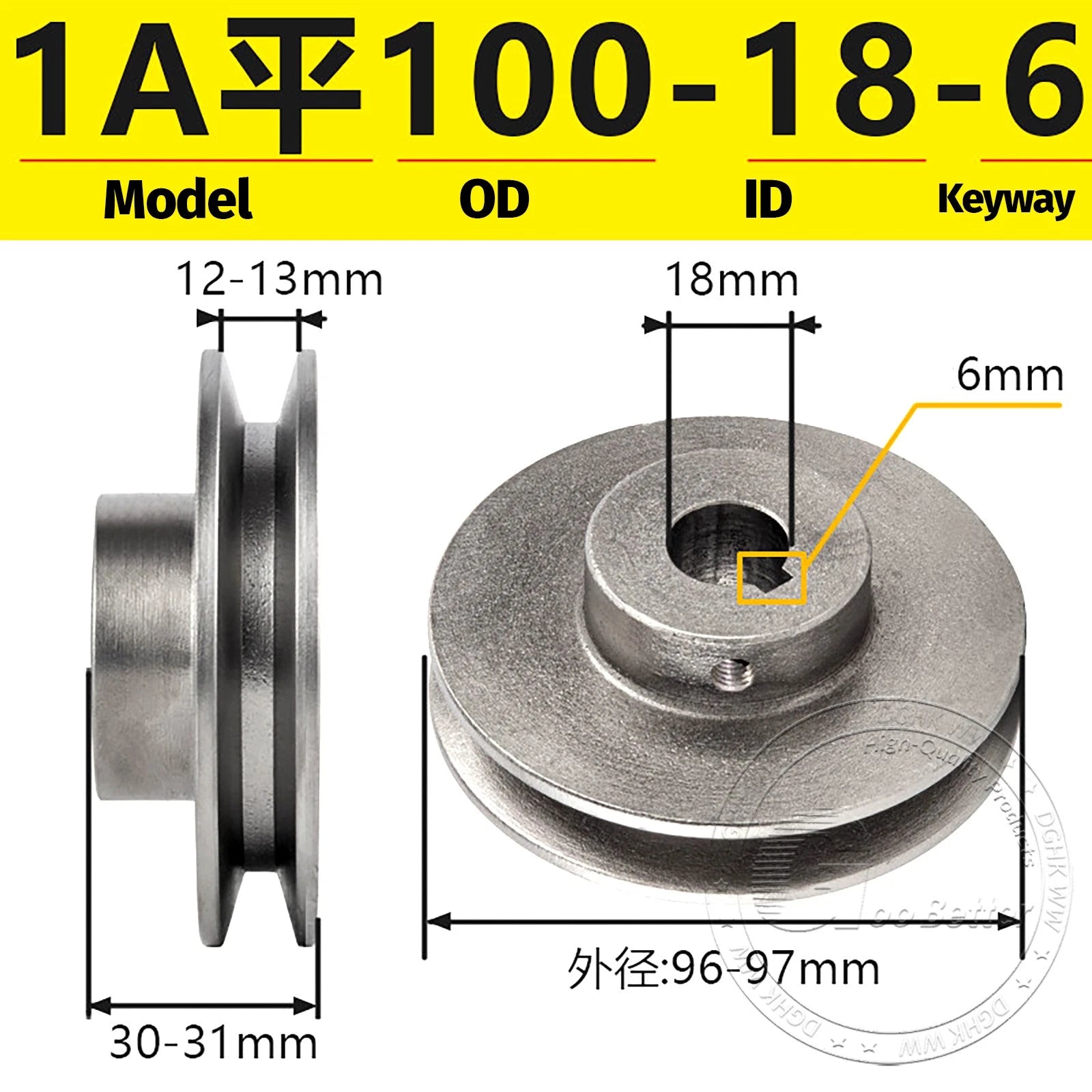 Cast Iron Drive Pulley Single Groove 1A Flat For A/V Belt Pulley OD 50mm-130mm