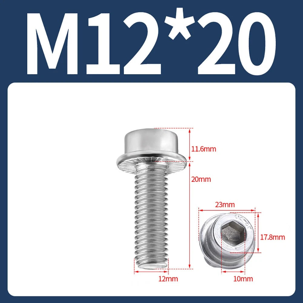 M5–M12 Flange Cap Head Hex Socket Screws – 304 Stainless Steel, Fully Threaded (8–60mm)