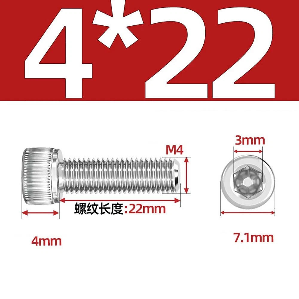M3 M4 M5 Socket Head Cap Screws – A2 Stainless Steel, High Strength & Corrosion Resistant