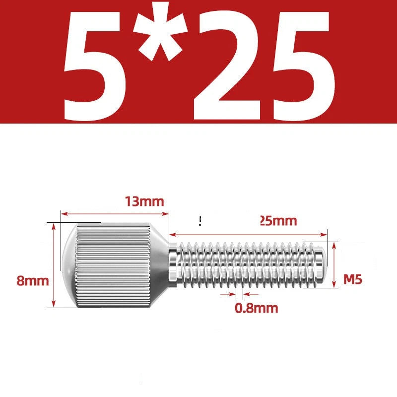Knurled Thumb Screws – 304 Stainless Steel Small Head Thumbscrew Bolts M2–M8