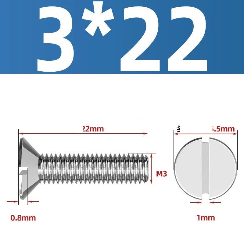 A2 Stainless Steel Slotted Countersunk Machine Screws — M1.6 to M10, Flat Head CSK Bolts - HomeDIYer