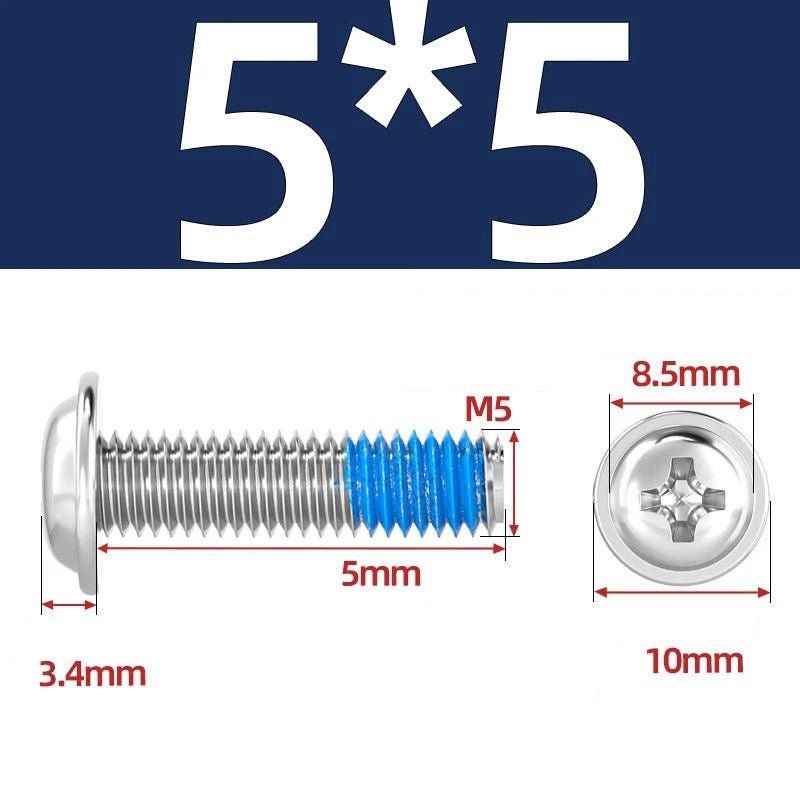 A2 Stainless Steel Phillips Flanged Button Head Machine Screws — M2 to M6, Built - In Washer Face - HomeDIYer