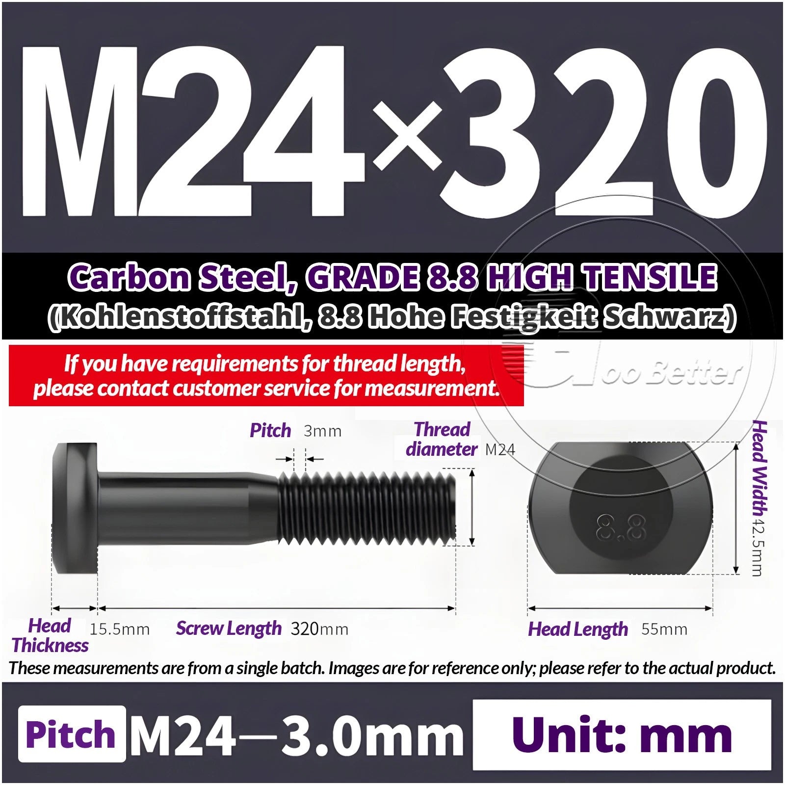 T-Slot Bolts M22 - M42 T Track Bolts 70mm to 500mm Long GRADE 8.8 HIGH TENSILE