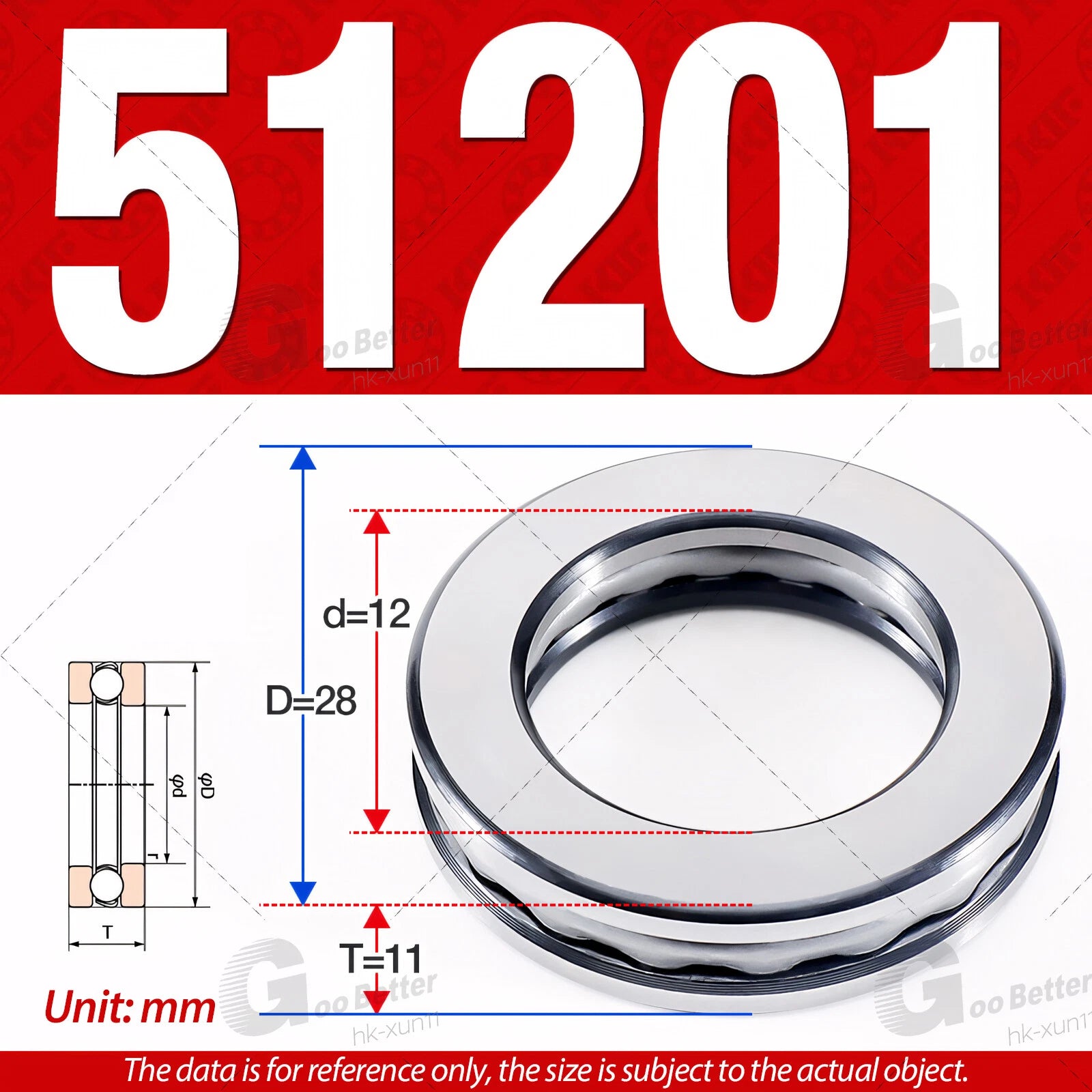 Plane Axial Ball Bearing Thrust Bearings F2-6M - F13-22M- 51100 - 51413 Series