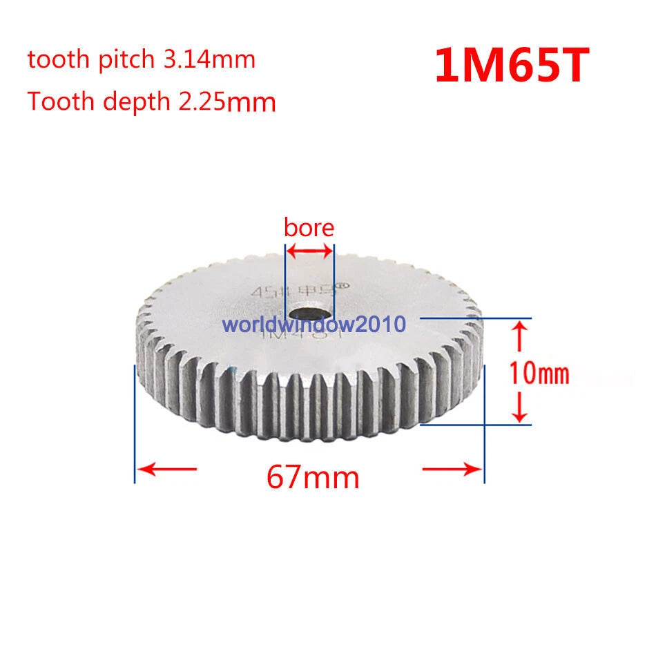 45# Steel Spur Gear 1M12T-1M100T Metal Mod 1 Pinion Gear 12-100 Tooth Moter Gear