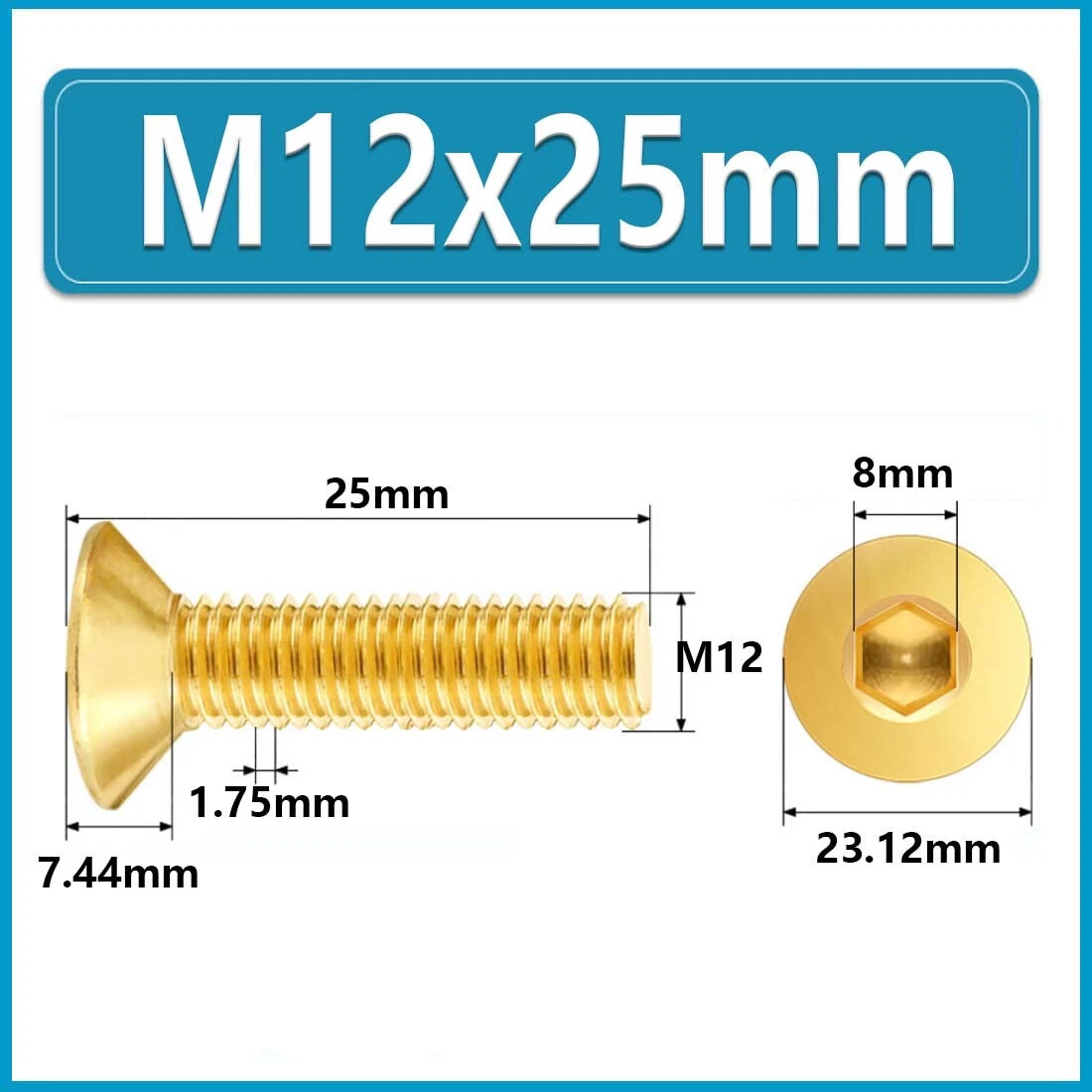Solid Brass Hex Socket Countersunk Machine Screws – M3 to M12, Allen Drive, Flat Head (8–50mm)