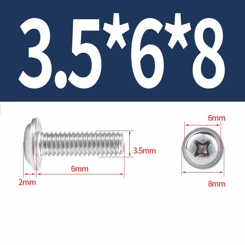 Phillips Flanged Pan Head Machine Screws – 304 / 316 Stainless Steel, Built‑in Washer (3–60mm Lengths)