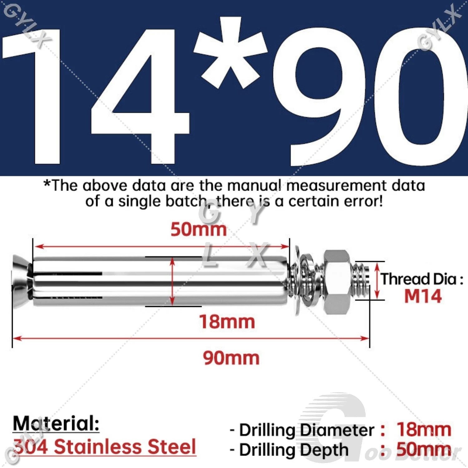 Concrete Expansion Bolts Wall Anchor Screws — M6 to M20 | Stainless Steel & Zinc Plated