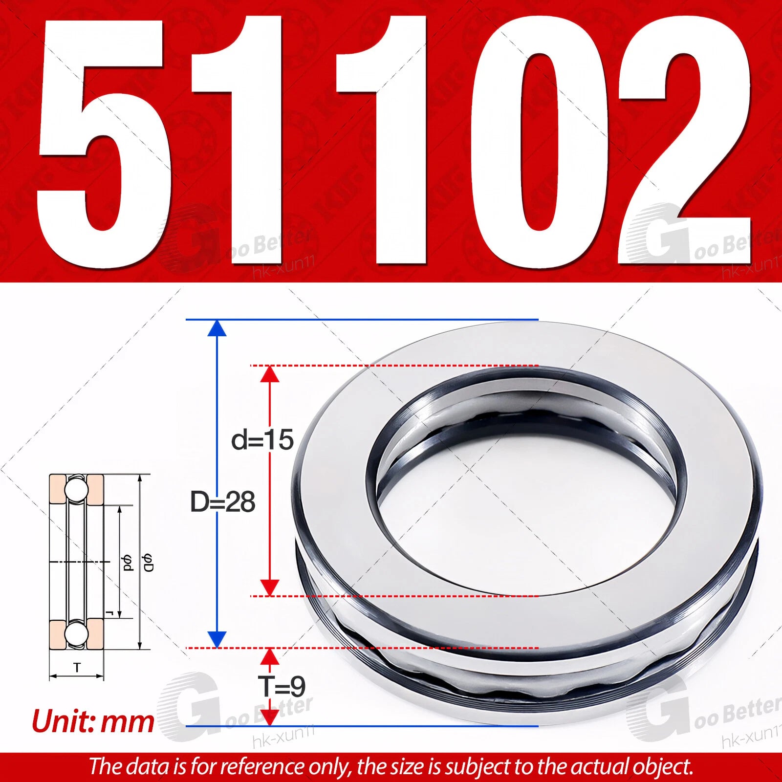 Plane Axial Ball Bearing Thrust Bearings F2-6M - F13-22M- 51100 - 51413 Series