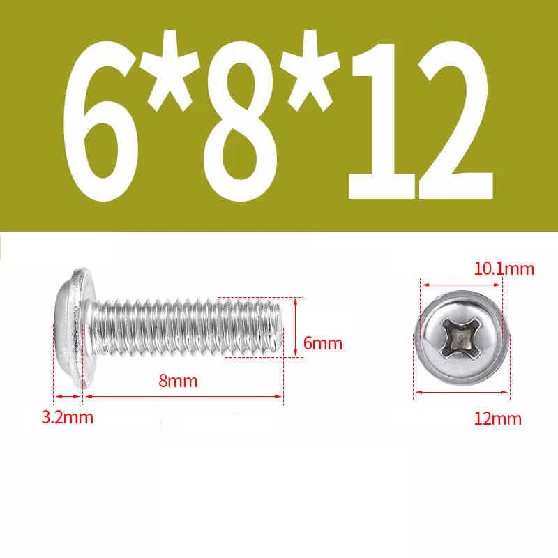 Phillips Flanged Pan Head Machine Screws – 304 / 316 Stainless Steel, Built‑in Washer (3–60mm Lengths)