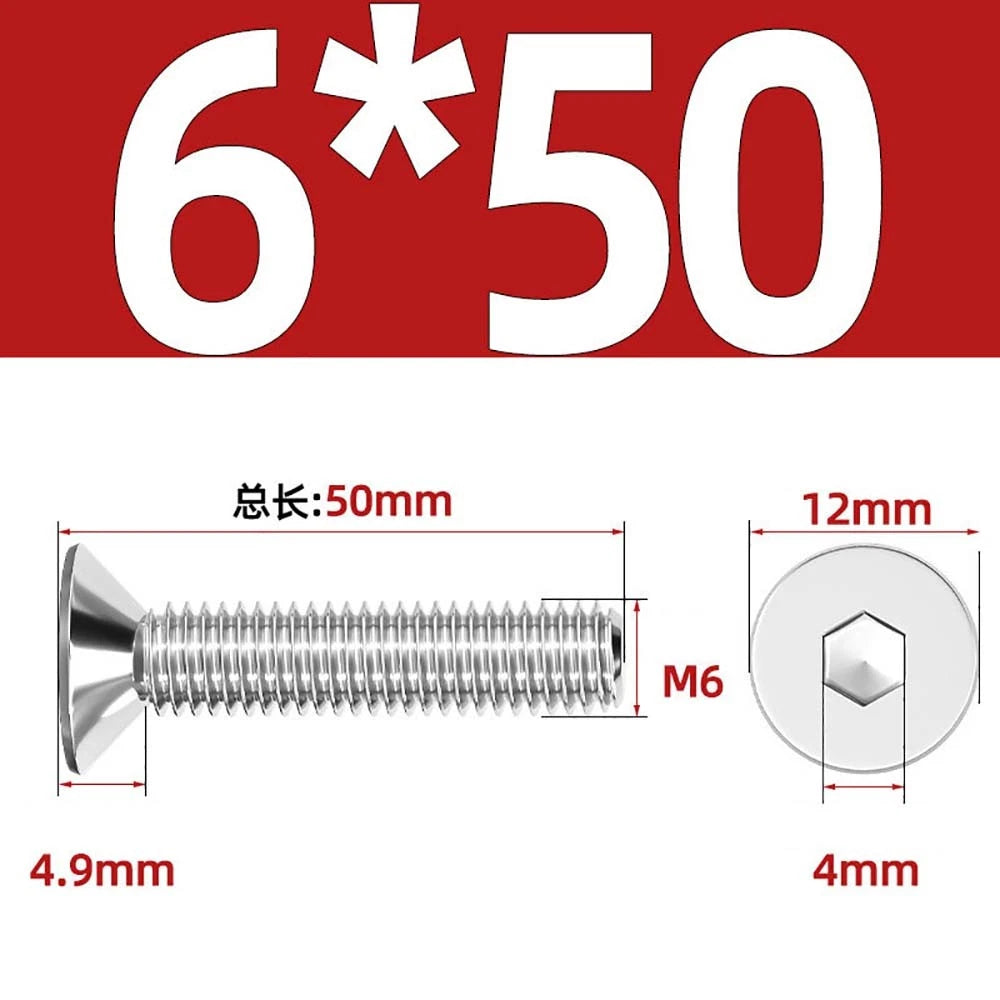 Countersunk Hex Socket Screws – A2 Stainless Steel, M2 to M16, DIN 7991, Fully Threaded