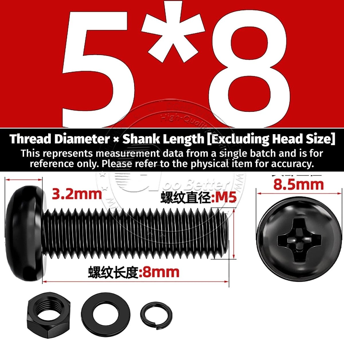 Black Phillips Pan Head Machine Screws with Washers — Metric M2 to M6 - HomeDIYer
